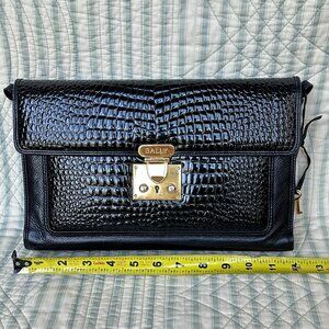 Bally Black Alligator Shoulder Bag with Wallet